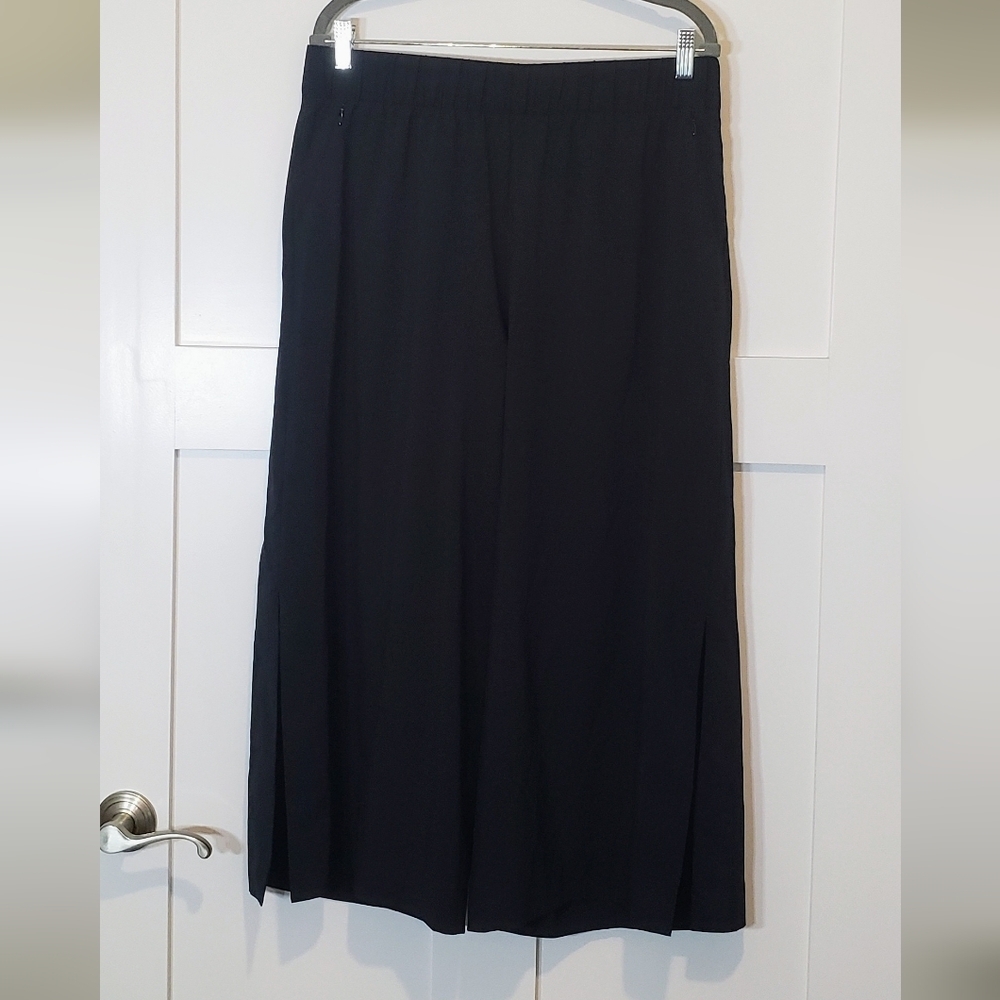 Soft Surroundings Wide Leg Cropped Pants With Stretch Black Size Medium